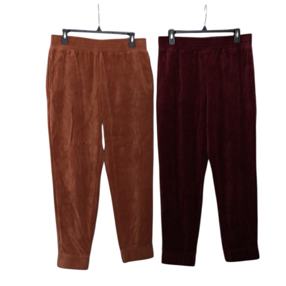 Wild Fable velvet velour jogger pants set of two pair rust burgundy - Picture 2 of 11